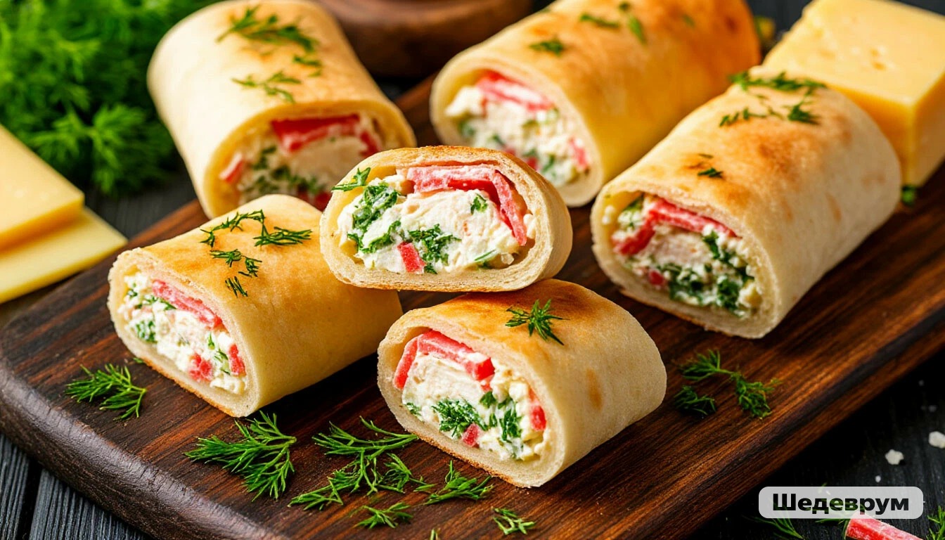  Крабовые палочки в лаваше (Рулетики)