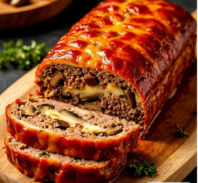 Аппетитный мясной рулет с грибами и сыром