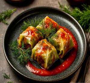 Постные голубцы с грибами и рисом