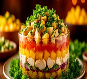 Салат с курицей и ананасом