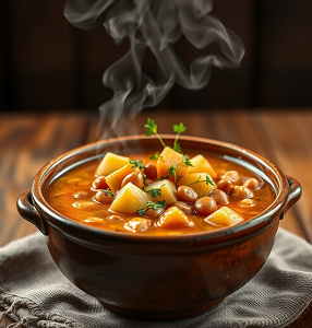 Постный картофельный суп с фасолью
