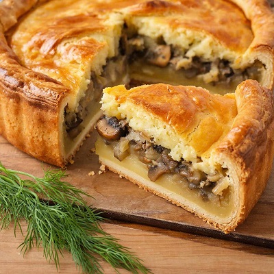 Заливной пирог с картошкой и грибами