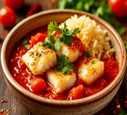 Треска по‑арабски с томатами и кинзой