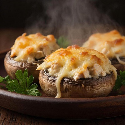 Фаршированные шампиньоны с курицей и сыром: сочная закуска за 30 минут