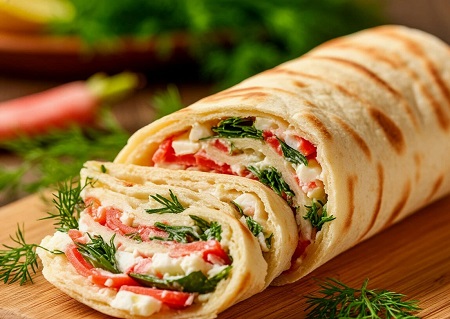 Рулет из лаваша с крабовыми палочками 