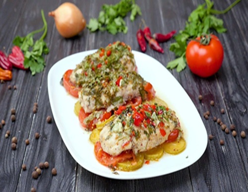 Куриная грудка с овощами в духовке — лёгкий и безопасный ужин при диабете