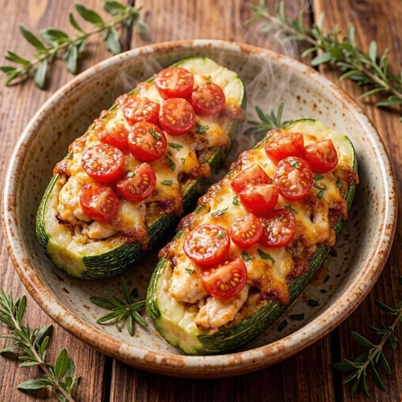 Лодочки из кабачков с курицей и сыром — сытный ужин за 40 минут!