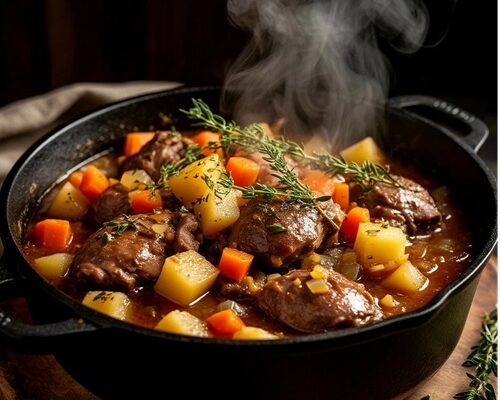 Куриная печень с овощами и яблоком