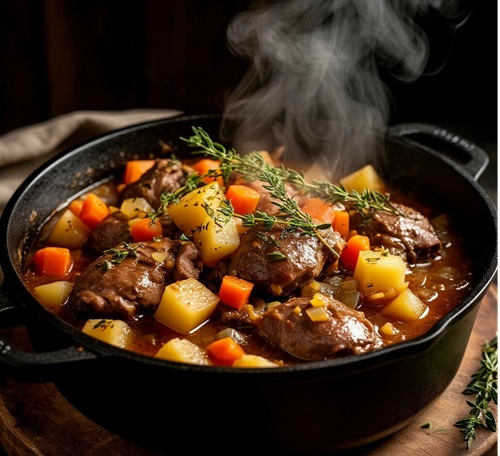 Куриная печень с овощами и яблоком 