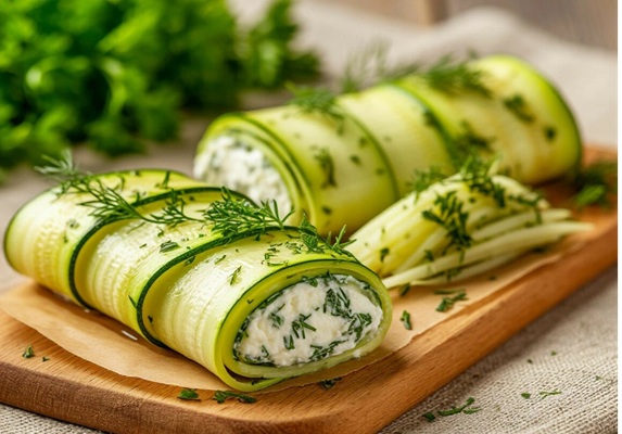 Рулетики из кабачков с творожным сыром и зеленью — лёгкая и вкусная закуска