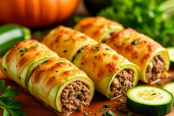 Рулетики из кабачков с фаршем и сыром — идеальное горячее блюдо!