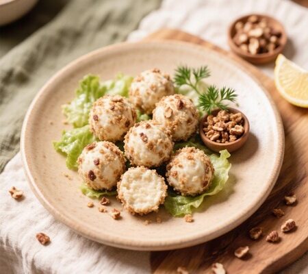 Лёгкие шарики с печенью трески и творожным сыром